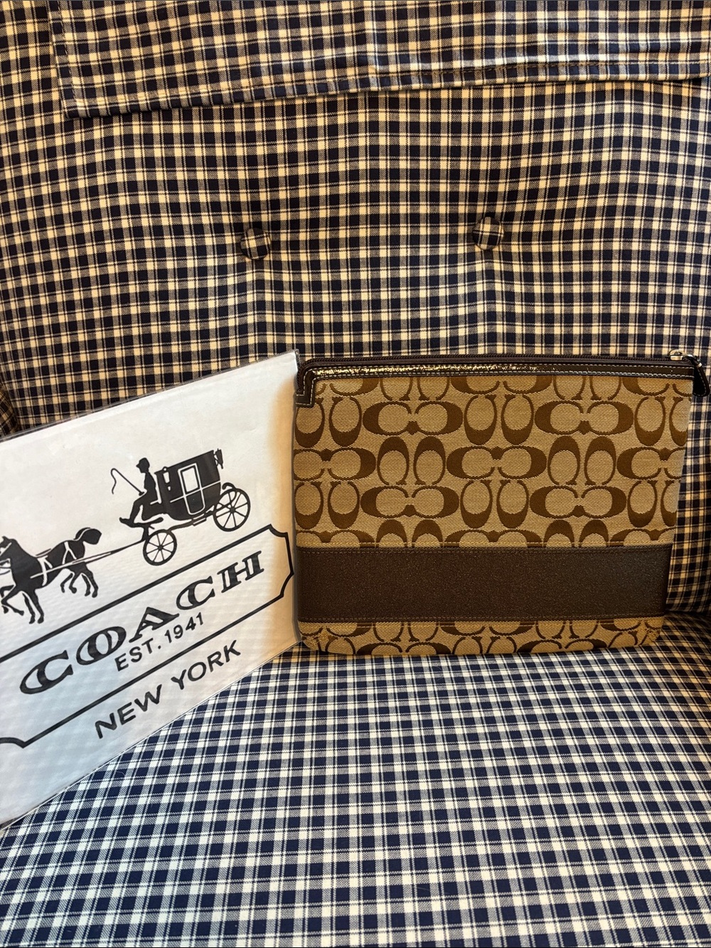Coach Signature Canvas Tan and Brown iPad case